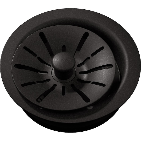 Quartz Perfect Drain 3-1/2" Polymer Disposer Flange w/ Remov Baskt Strainr and Rubbr Stopper Black